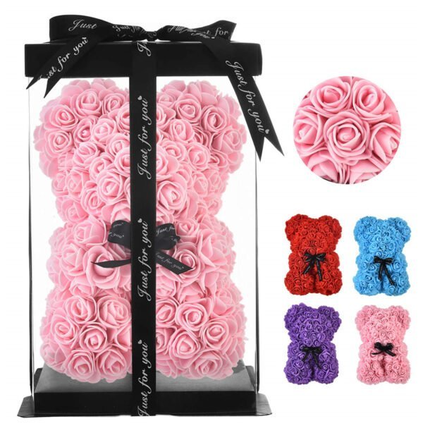 Flower Rose Teddy Bear With Gift Box