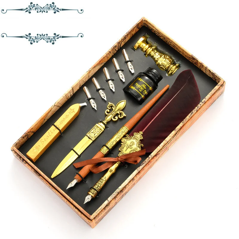 Retro Feather Pen Set