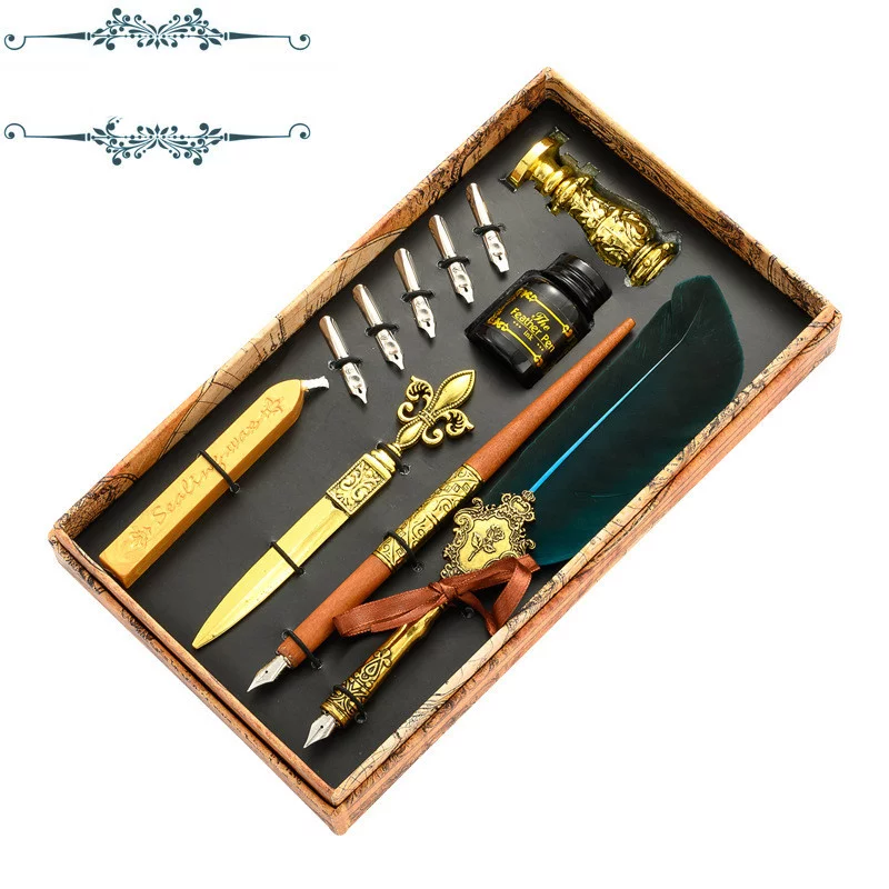 Retro Feather Pen Set