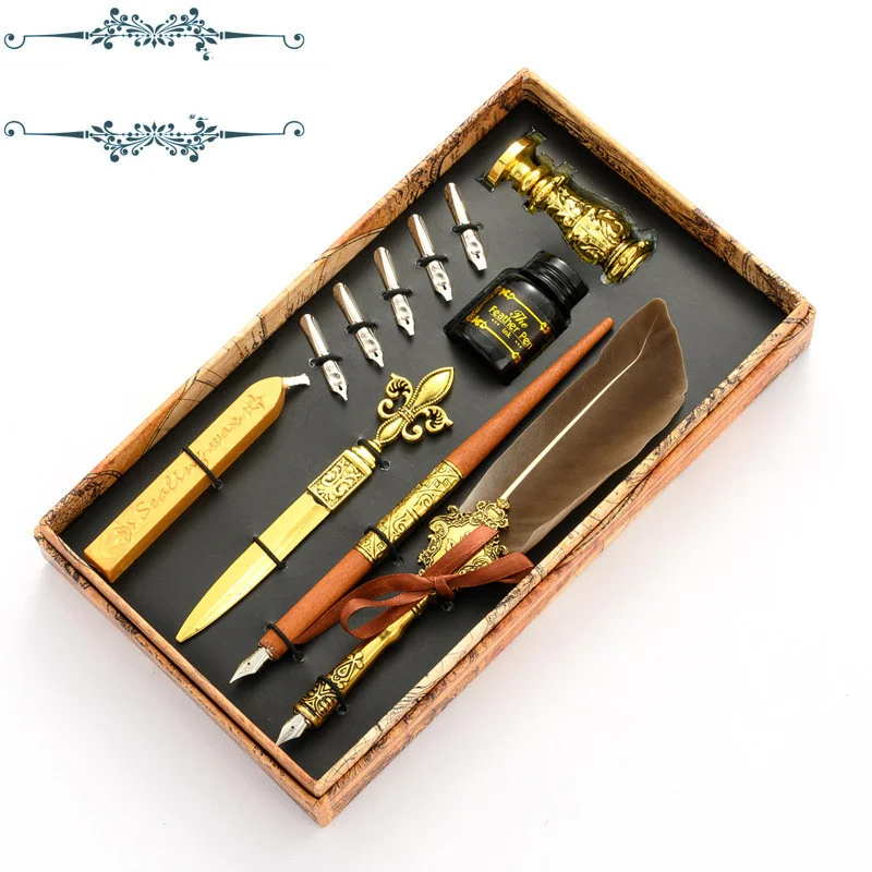 Retro Feather Pen Set