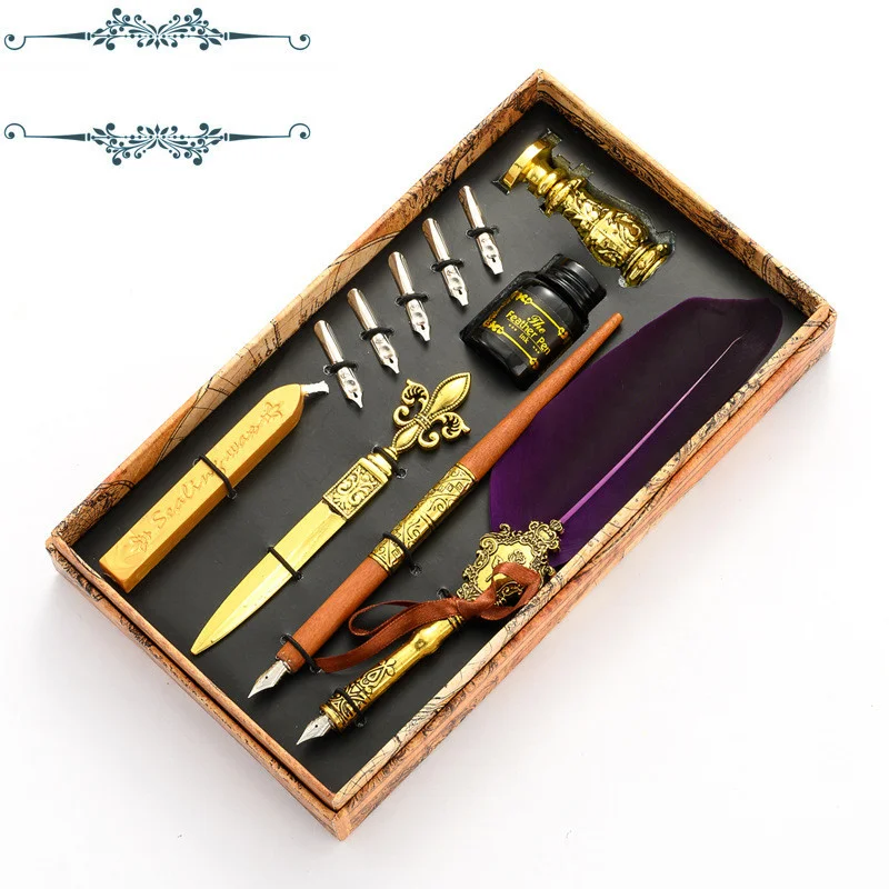 Retro Feather Pen Set