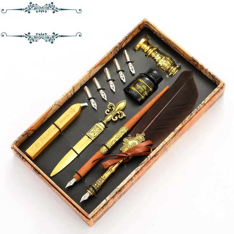 Retro Feather Pen Set
